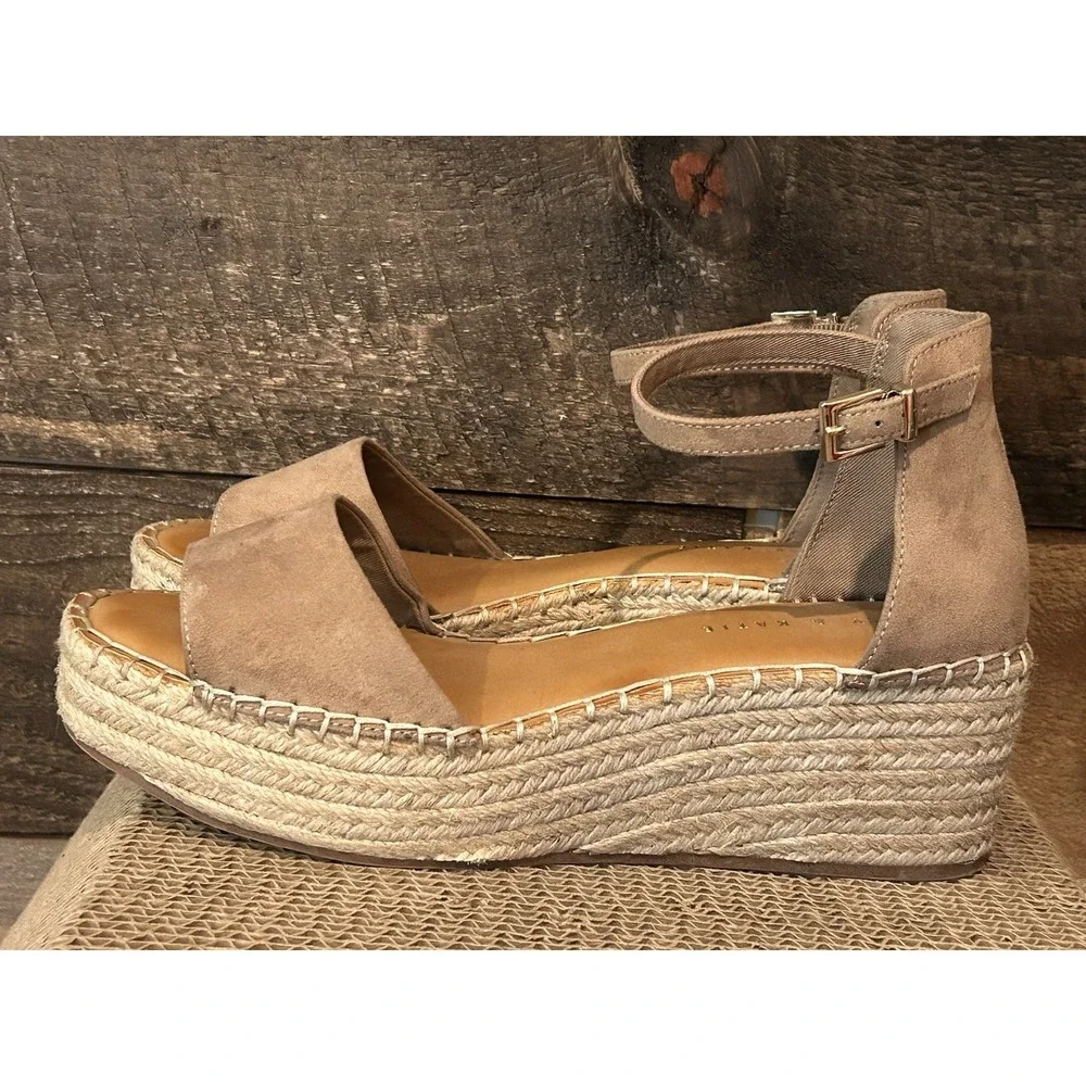 Kelly & Katie Taupe l Fedrick Espadrille Wedge Sandals Size‎ 10